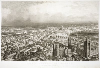 Vogelperspektive von London von der Westminster Abbey, graviert von A. Appert von Nicolas Marie Joseph Chapuy